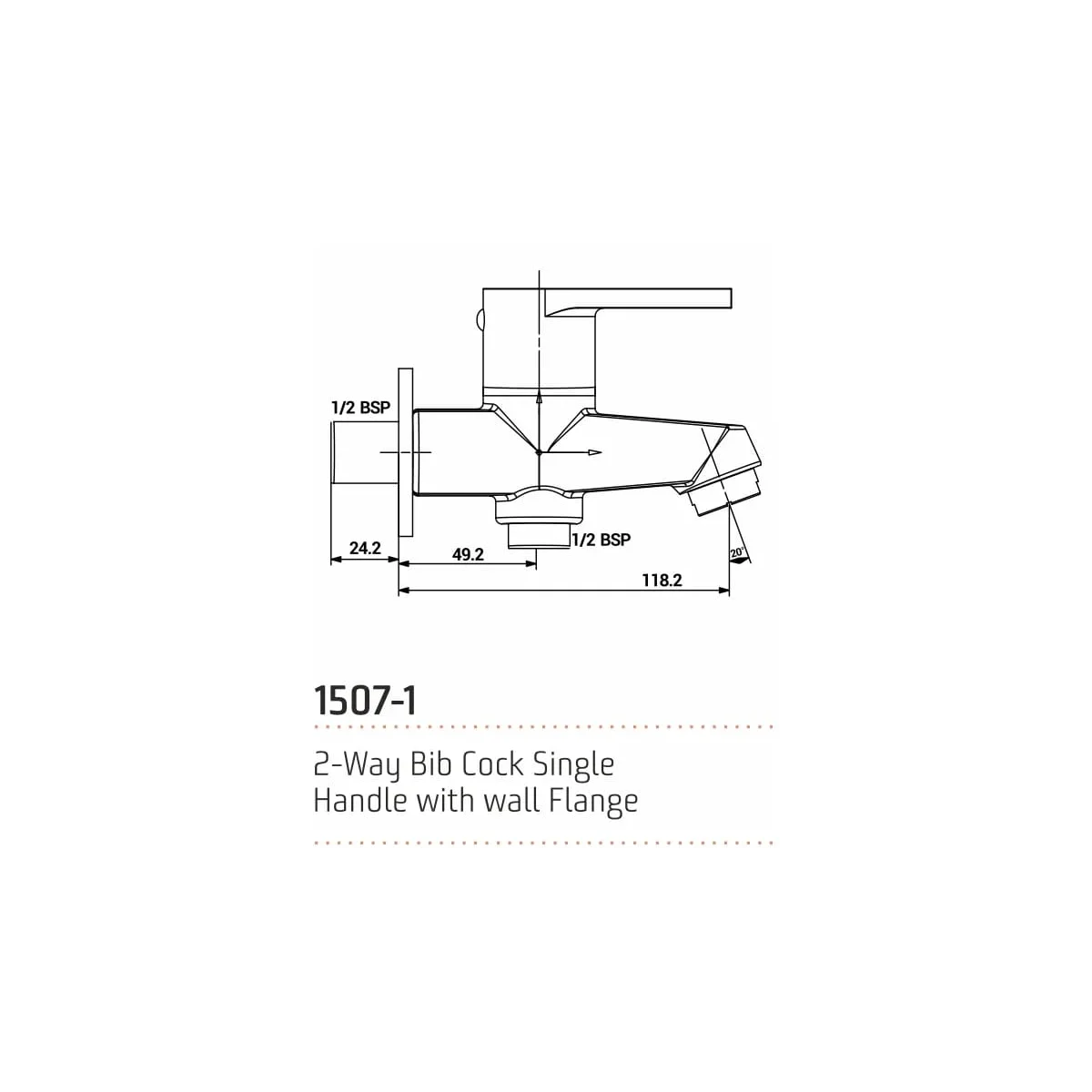 2-Way Bib Cock, Single Handle with Wall Flange